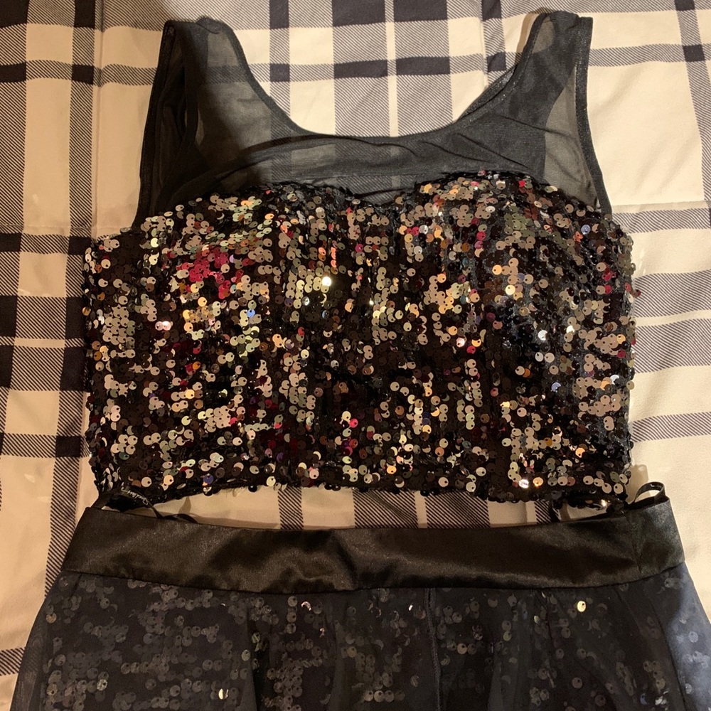 Two piece black silver dress